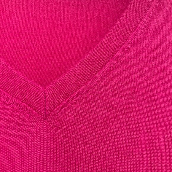 Banana Republic Sweater L 100% Merino Wool V-Neck Long Sleeve Pink Magenta - Picture 6 of 14